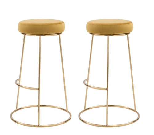 Lot de 2 tabouret de bar Kendal en velours 73cm